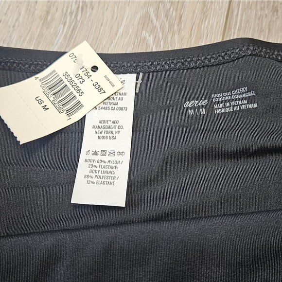 Aerie High Waisted High Cut Cheeky Swim Bottoms Black Women's Medium Swim Beach - Picture 4 of 5